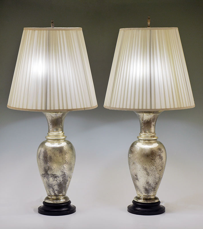 Appraisal: PAIR OF MERCURY GLASS TABLE LAMPS Baluster form mercury glass