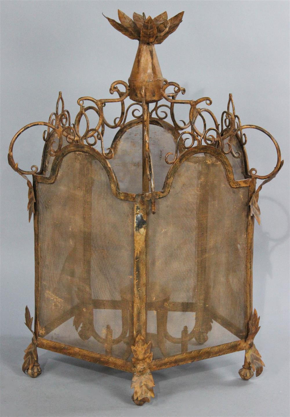 Appraisal: CHANDELIER WITH RUSTED PATINA AND LEAFY ACCENTS five sided with