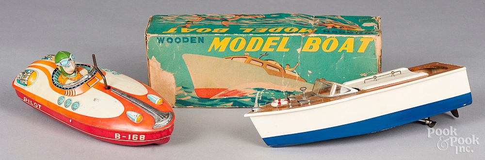 Appraisal: Two toy boats Two toy boats to include a Japanese