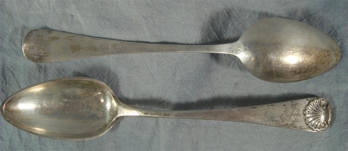 Appraisal: th c style silver shell top spoons with double stamped