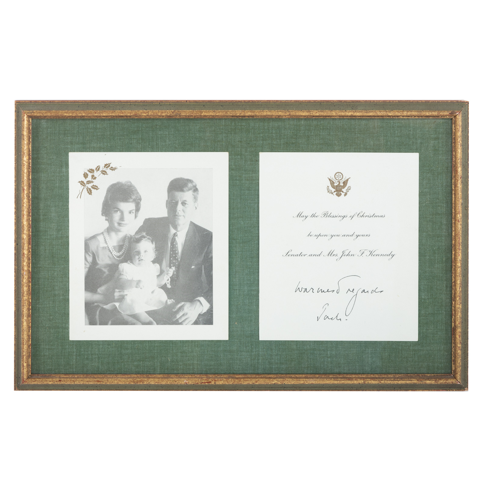 Appraisal: J F KENNEDY CHRISTMAS CARD John Fitzgerald Kennedy -' th