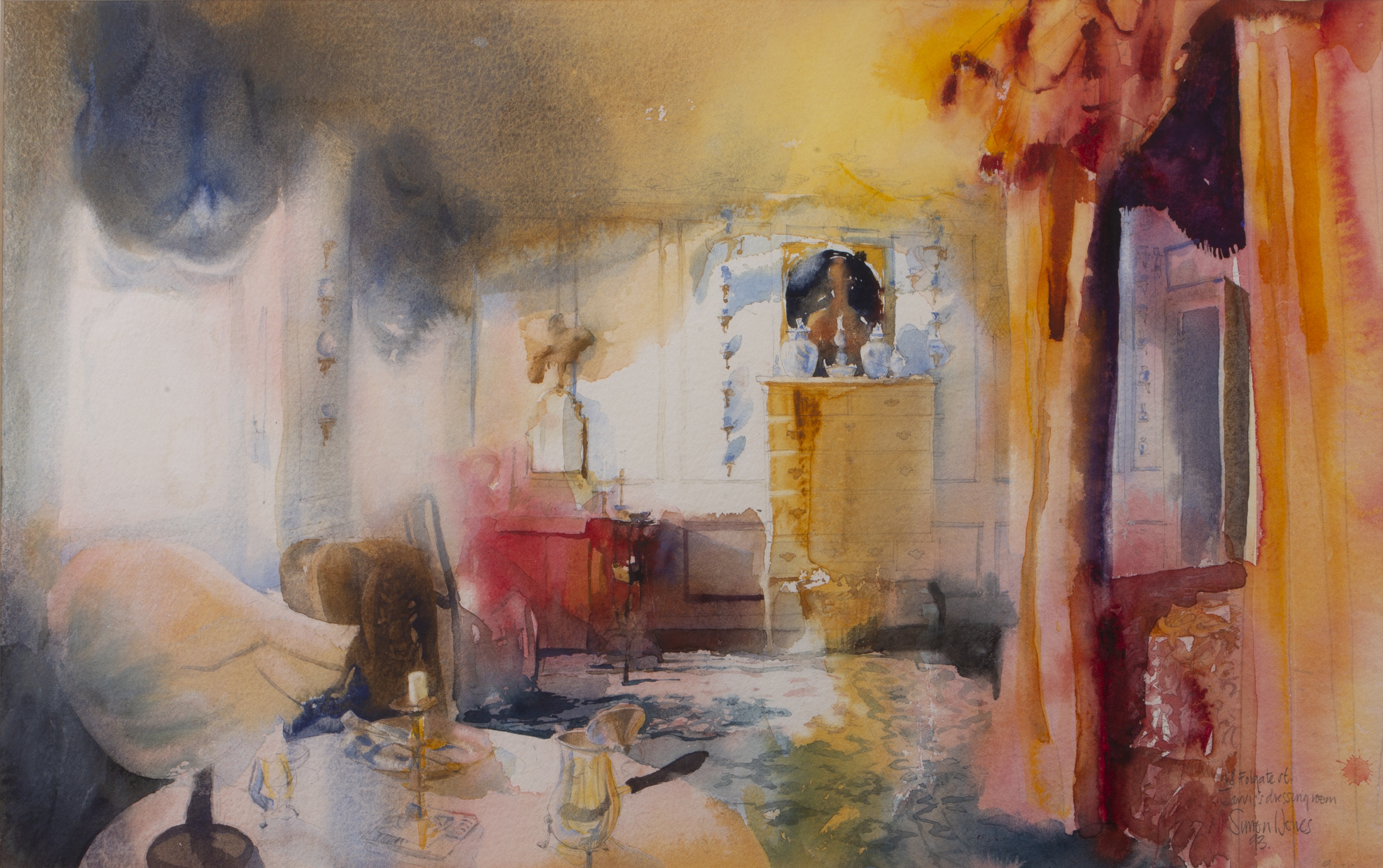 Appraisal: Simon Jones Contemporary ' Folgate Street Jarvis's dressing room' watercolour