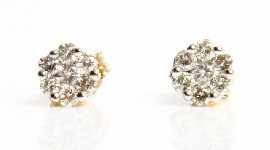 Appraisal: A pair of ct gold diamond cluster earrings total estimated