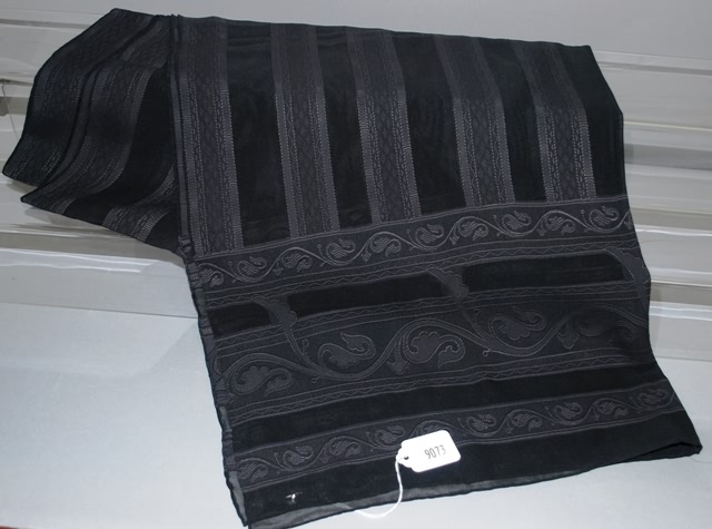 Appraisal: Black Romanesque column print silk scarf - no label Approx