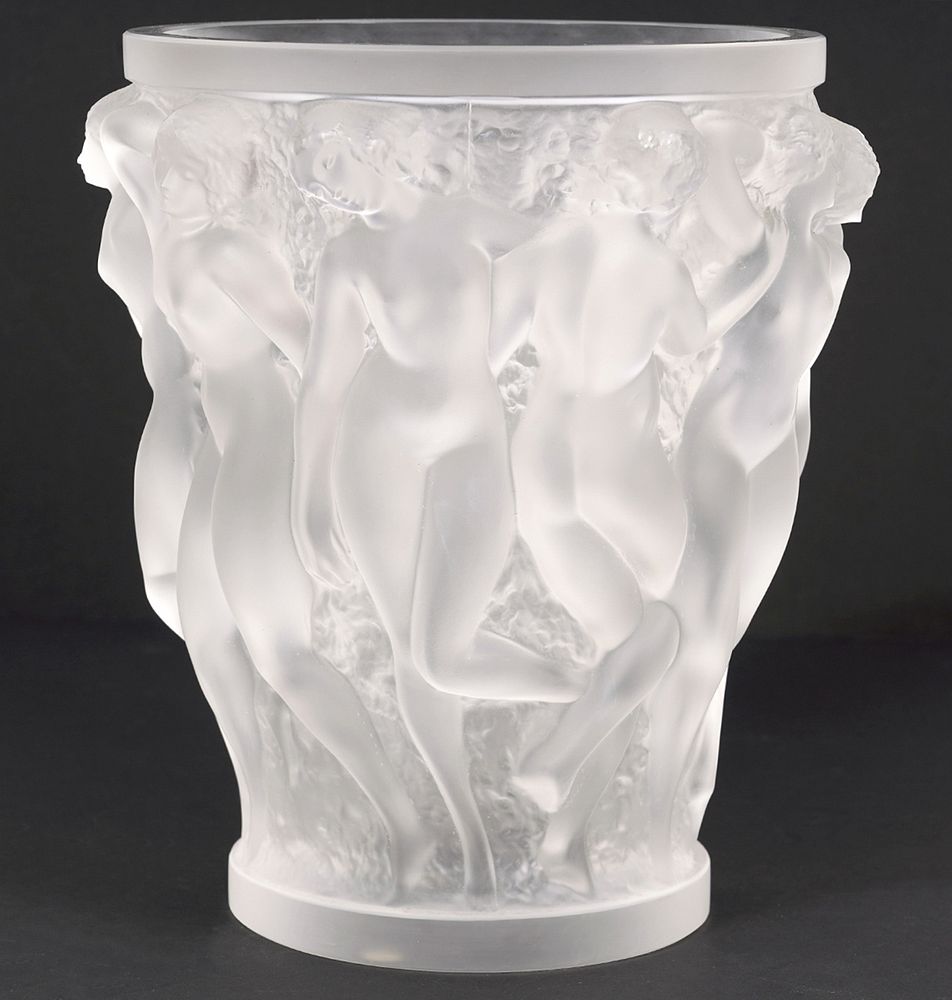 Appraisal: Lalique Bacchantes Crystal Vase Lalique crystal vase with iconic design