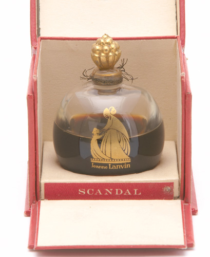 Appraisal: LANVIN Scandal perfume bottle in clear glass with gilded stopper