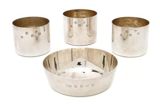 Appraisal: Set of Three Irish Silver Beakers Dublin circa maker's mark