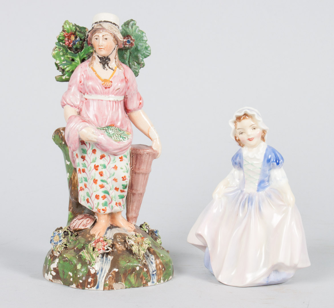 Appraisal: Two porcelain figures and a Tiffany plate Ralph Clews Staffordshire