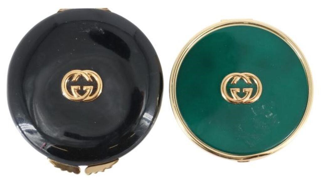 Appraisal: lot of Gucci mirrored compacts including black enamel powder compact