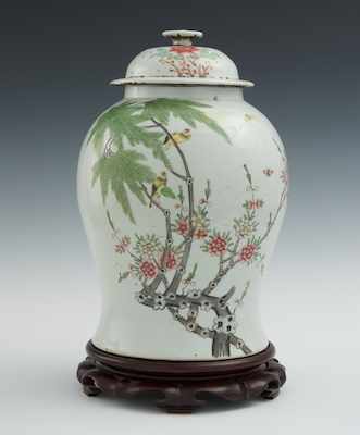 Appraisal: A Large Covered Jar Chinese th Century With lid and