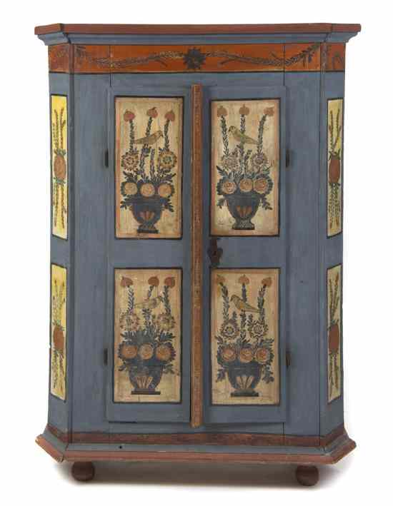 Appraisal: A Northern European Painted Armoire having a flared cornice the