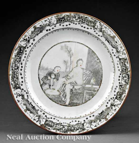 Appraisal: A Chinese Export Erotica Plate mid- th c primarily decorated