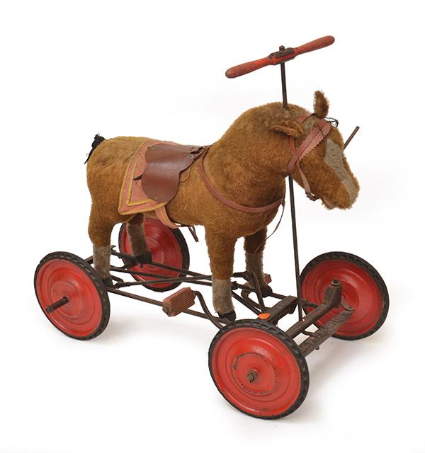 Appraisal: VINTAGE CHILD'S PULL ALONG HORSE TOY ON WHEELS CM LENGTH