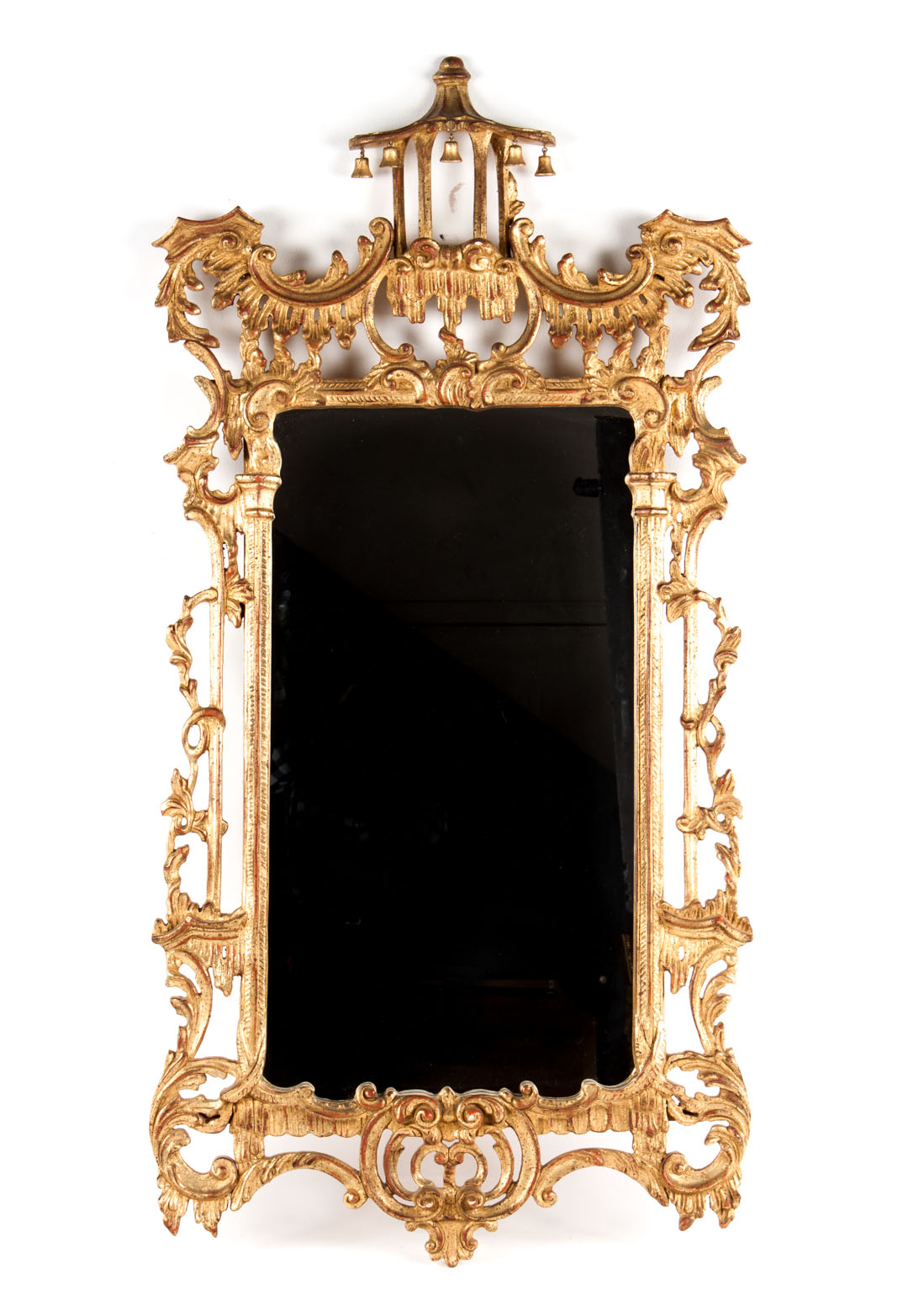 Appraisal: Chinese Chippendale style carved giltwood mirror openworked cresting with pagoda