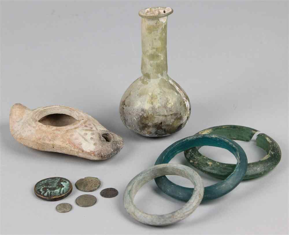 Appraisal: COLLECTION OF EARLY GRECO- ROMAN ITEMS including a glass vase