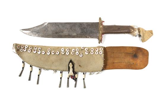 Appraisal: Sale Lot A Southwestern Style Knife with Leather Sheath Length