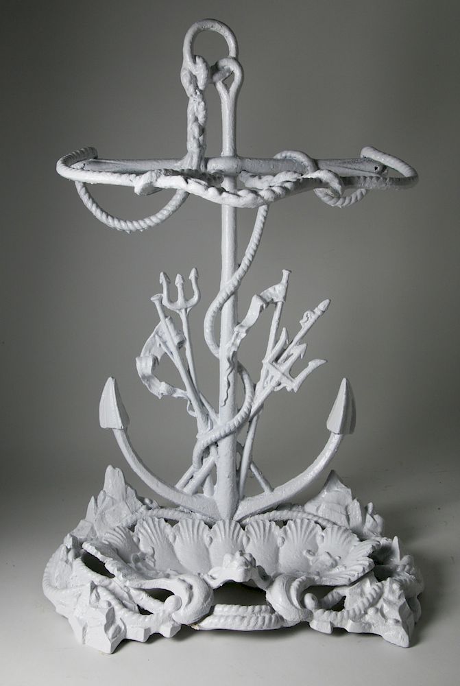 Appraisal: American Cast Iron Nautical Theme Umbrella Stand circa Exclusive on