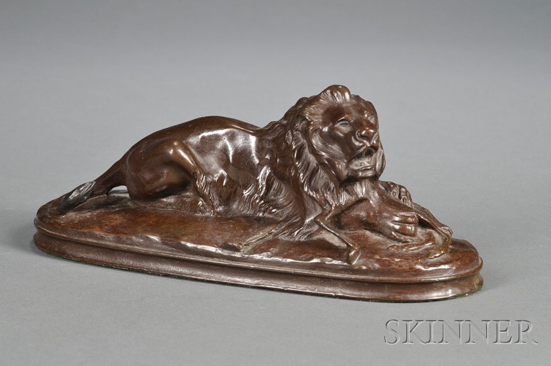 Appraisal: After Antoine-Louise Barye French - Lion with Dead Antelope Bronze