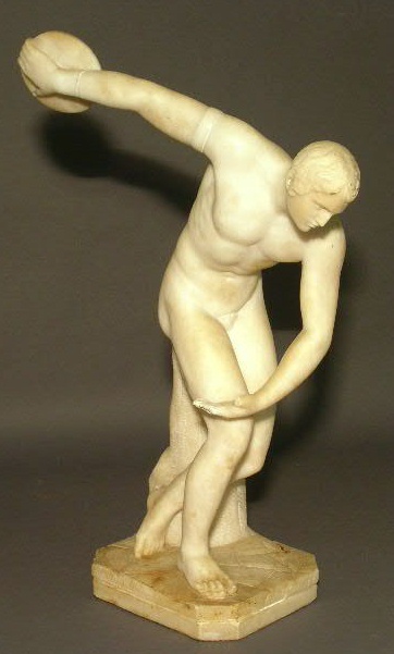 Appraisal: Carved marble male nude discus thrower h