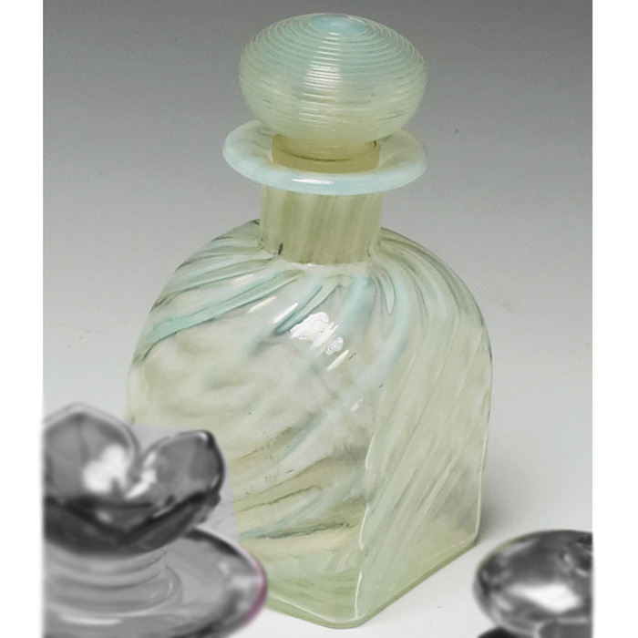 Appraisal: Steuben perfume bottle and stopper clear with Opal optic ribs