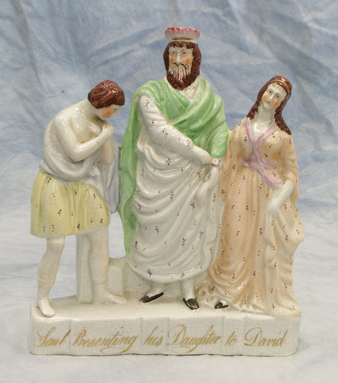 Appraisal: Staffordshire figurine Saul Presenting his Daughter to David craqeulure no