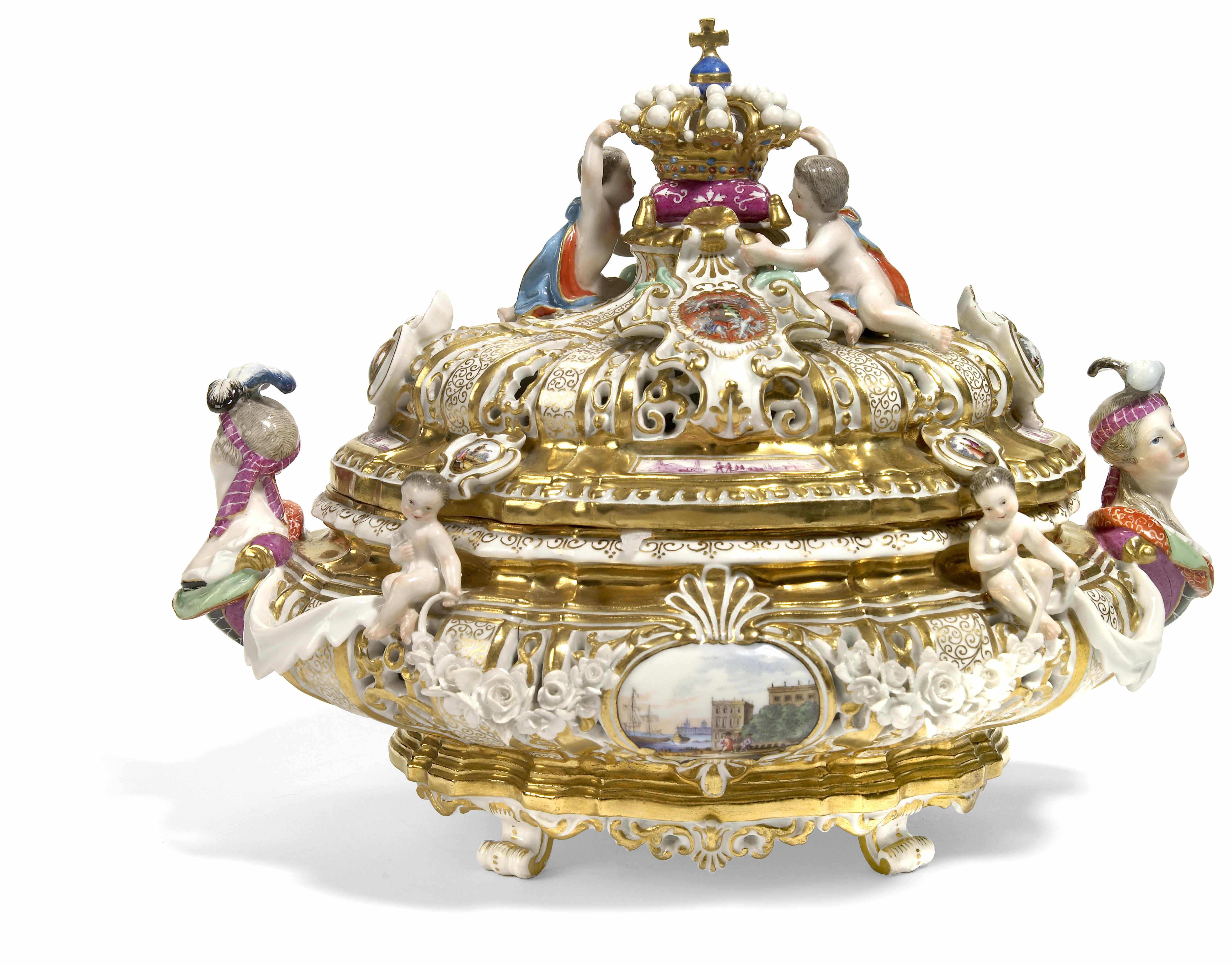 Appraisal: A Meissen armorial porcelain tureen and cover after a model