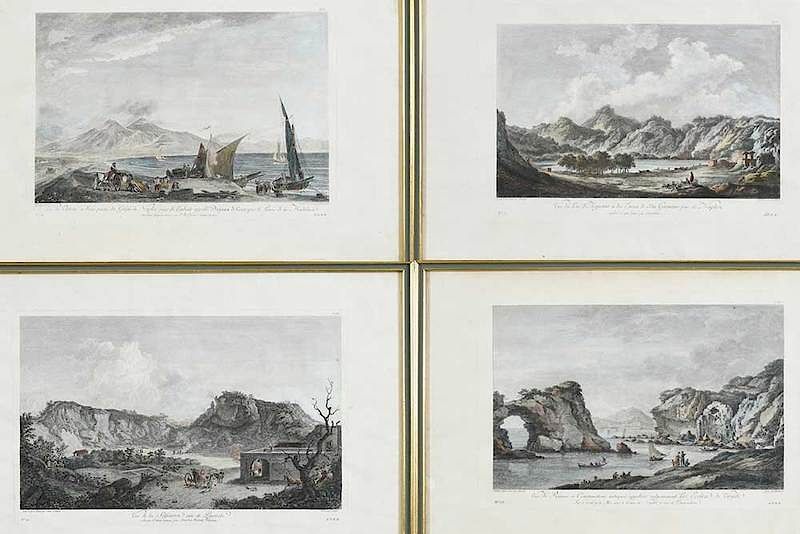 Appraisal: Four French Engravings Neapolitan Views th century various engravers hand-colored