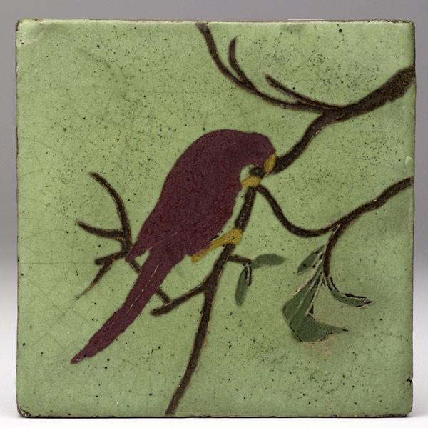 Appraisal: VAN BRIGGLE Rare tile decorated in cuenca with a red