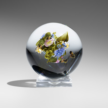 Appraisal: Paul Stankard LARGE BOTANICAL ORB USA lampworked glass polished clear