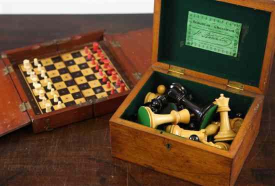 Appraisal: A Jaques of London Staunton pattern boxwood and ebony chess