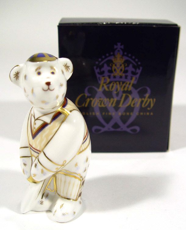 Appraisal: Boxed Royal Crown Derby paperweight 'Mini Bear Cricketer' no stopper