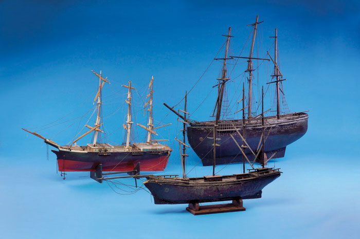 Appraisal: WOODEN MODEL OF AN AMERICAN SHIP The black painted hull