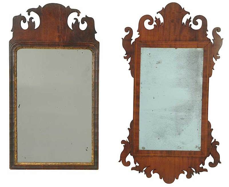 Appraisal: Two Period Carved Mahogany Wall Mirrors British American circa early