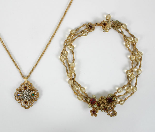 Appraisal: Miriam Haskell lot of two rhinestone encrusted necklaces including one