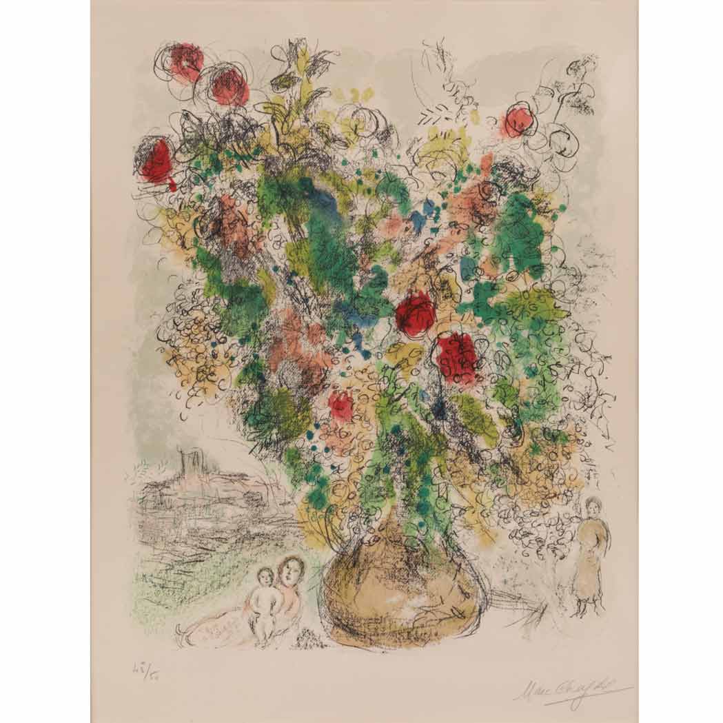 Appraisal: Marc Chagall ROSES AND MIMOSA M Color lithograph signed and