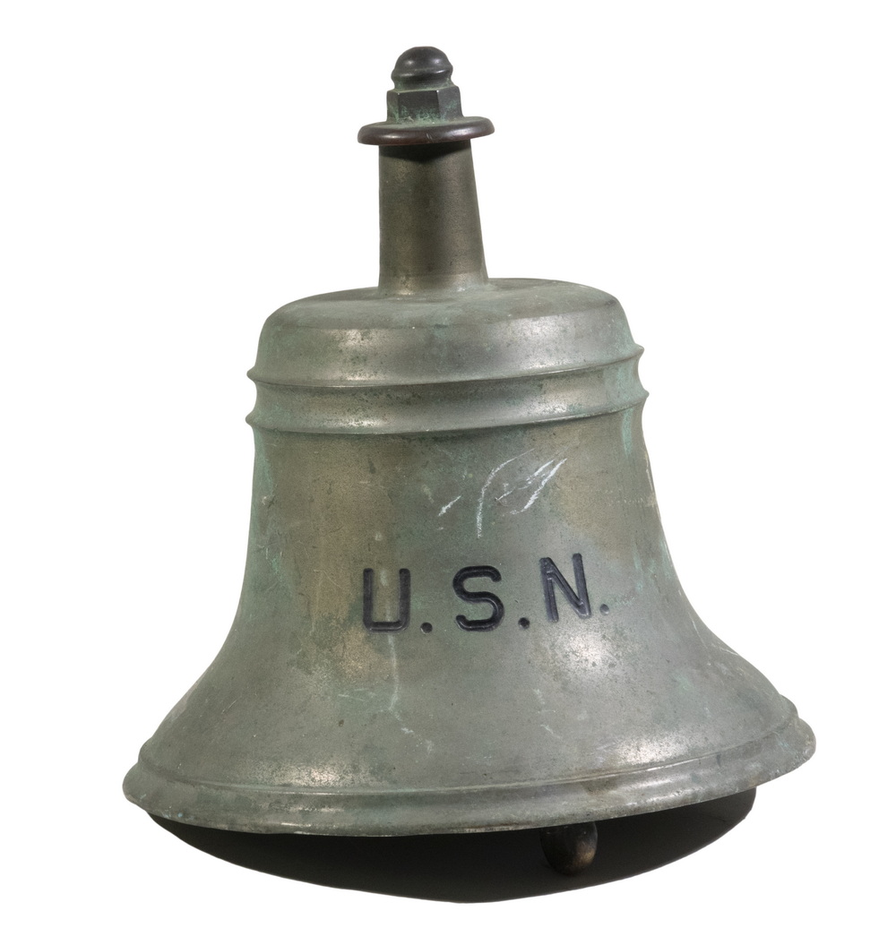 Appraisal: US NAVY SHIP'S BELL WWII Era Nickel-Plated Bronze Bell with