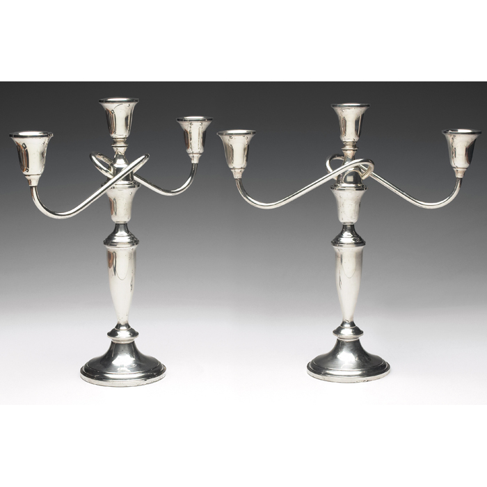 Appraisal: Towle Sterling candelabras pair twisted arms with three holders and