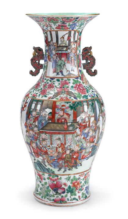 Appraisal: Large Chinese Canton famille rose vase th century The flared