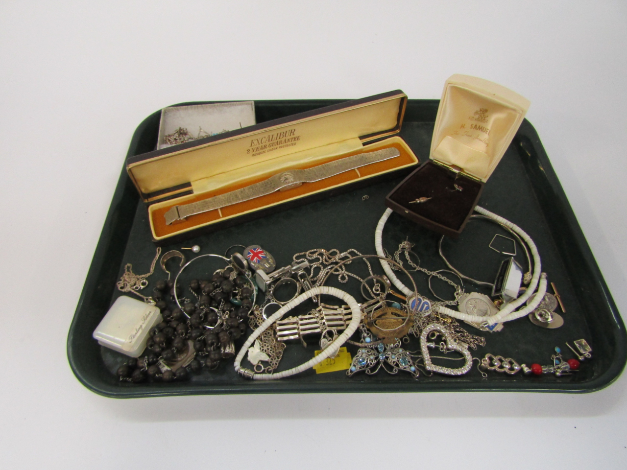 Appraisal: Silver and costume jewellery including an Excalibur lady's wristwatch gate