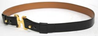 Appraisal: Hermes Black Leather Belt Buckle H buckle and gilt-stamped belt