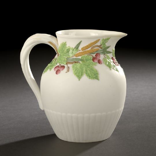 Appraisal: Fine English Polychrome-Glazed Parian Porcelain Jug dated by British Design