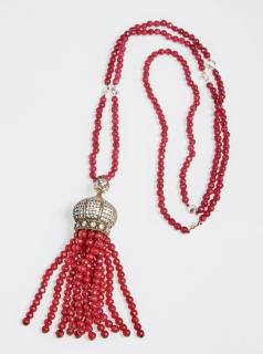 Appraisal: Unusual Ruby Bead Necklace with a crown pendant w Unusual