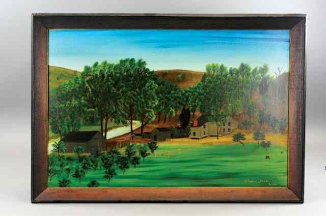 Appraisal: FOLK ART PAINTING Signed Clinton Decker oil on canvas beautiful