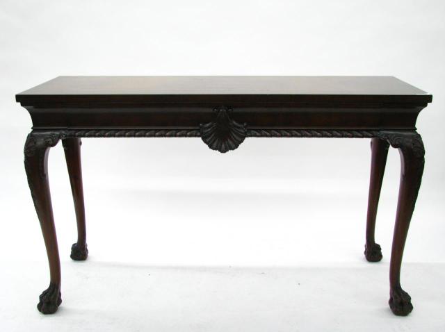 Appraisal: Contemporary Antique Style Mahogany Console Table hairy paw feet with