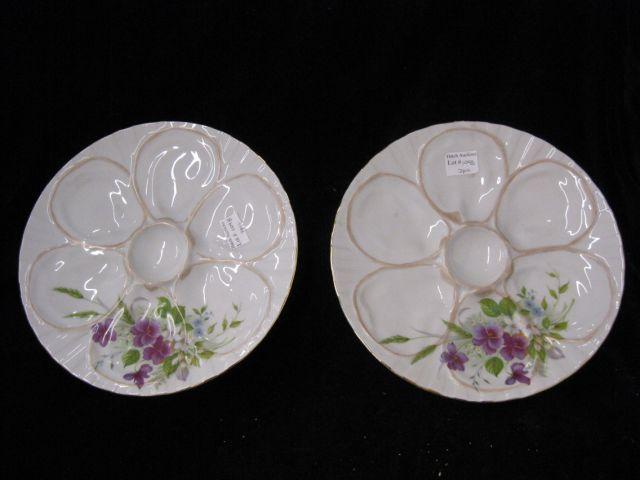 Appraisal: Pair of French Porcelain Oyster Plates signed Pillivuit floral gold