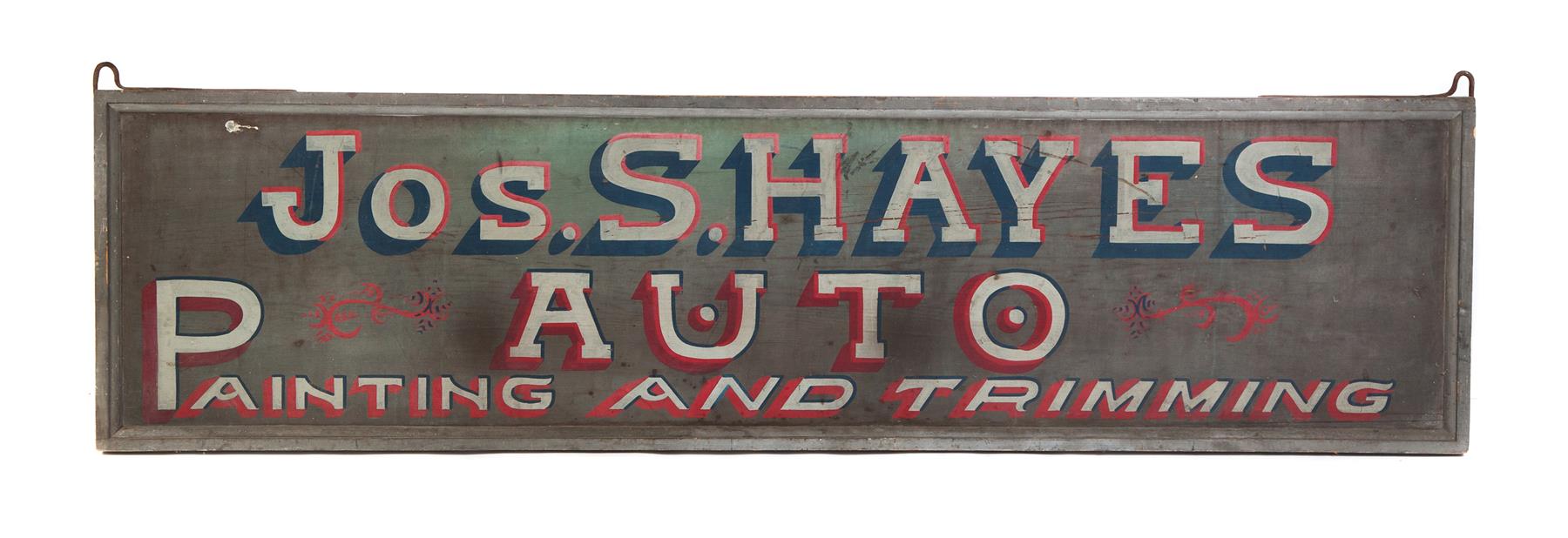 Appraisal: DOUBLE SIDED AUTO TRADE SIGN American early th century Green