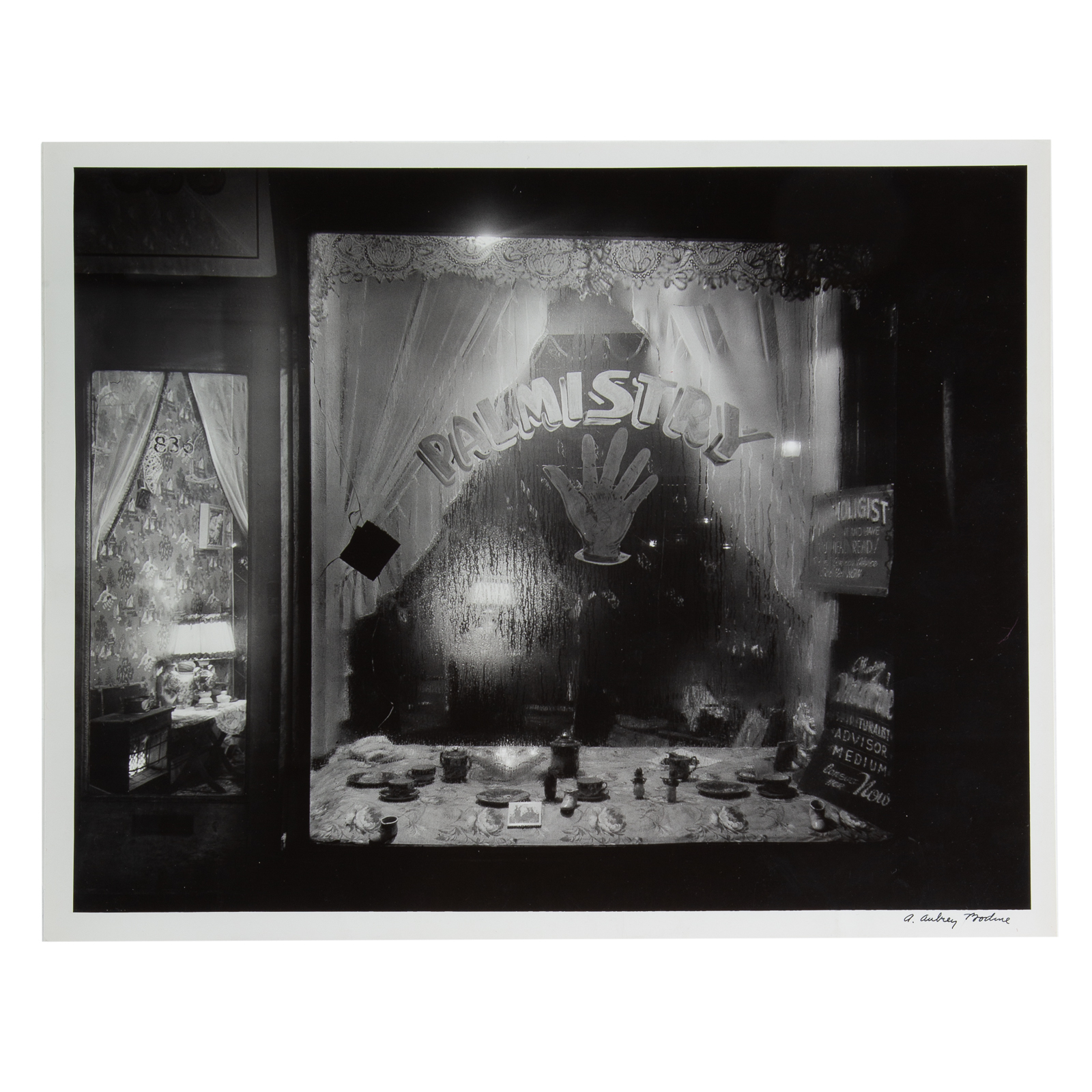 Appraisal: A AUBREY BODINE PALMISTRY WINDOW PHOTOGRAPH American - Gelatin silver