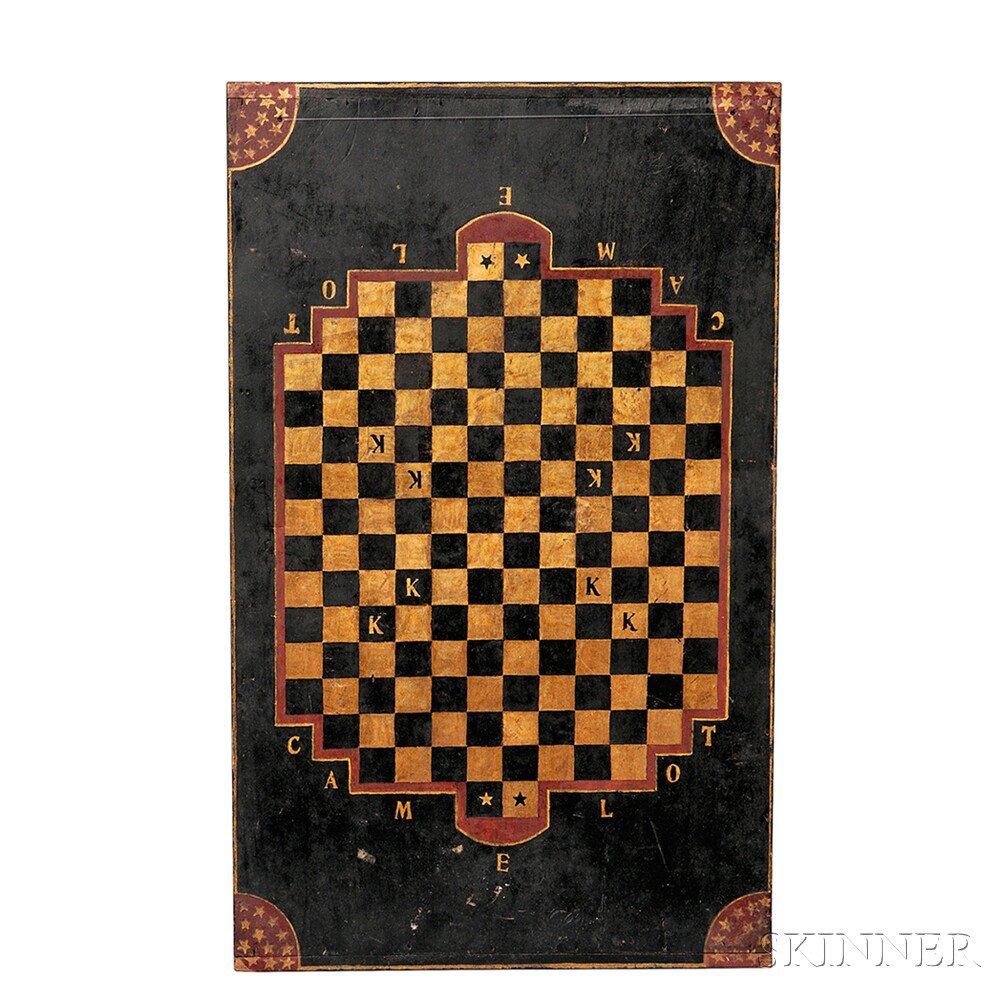 Appraisal: Painted and Gilded Camelot Game Board America late th century