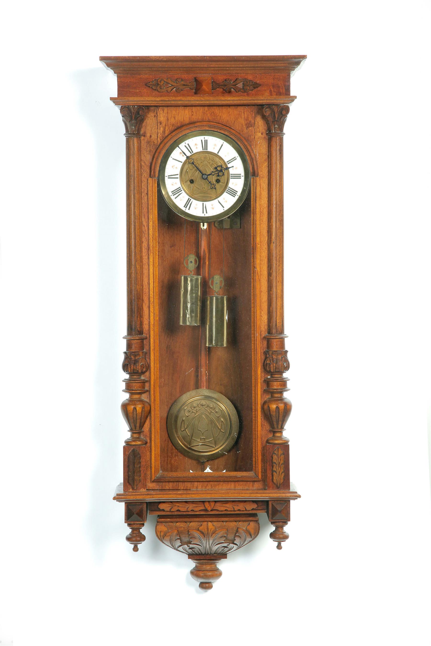 Appraisal: EUROPEAN AESTHETIC PERIOD WALL CLOCK Fourth quarter- th century walnut