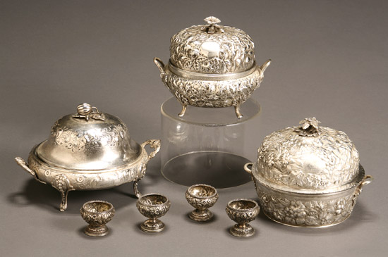 Appraisal: Group of Seven American Repouss Silver Table Articles Consisting of